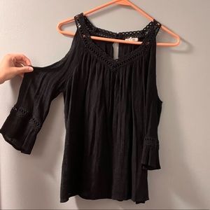 maurice’s black open shoulder shirt